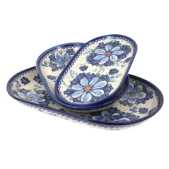 Blue Rose Polish Pottery 8600 Vena 3 Piece Oval Serving Set -Blue Rose Pottery Store GUEST 3d4cac81 ab7c 4d3f b30d 49f41ba2640a