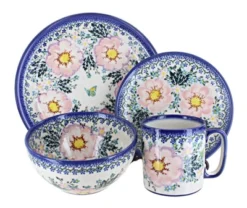 Blue Rose Polish Pottery Vena Dinnerware (16 PC)