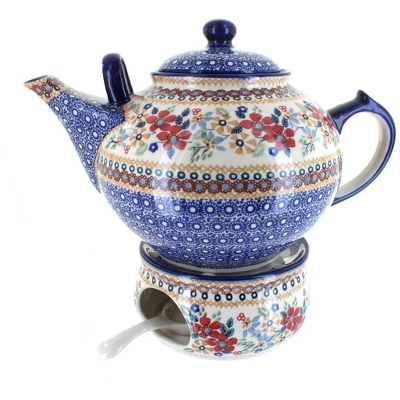Blue Rose Polish Pottery C001-P089 Manufaktura Teapot & Warmer 6 Blue Rose Polish Pottery C001-P089 Manufaktura Teapot & Warmer - Image 4