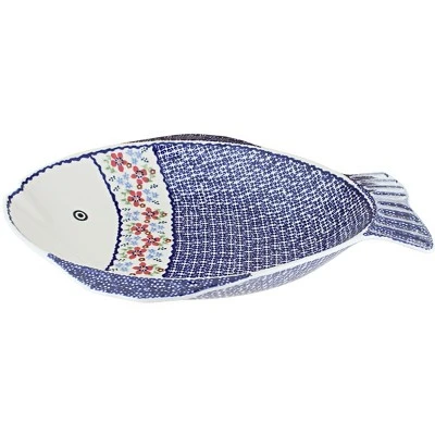 Blue Rose Polish Pottery S017 Manufaktura Large Fish Platter 6 Blue Rose Polish Pottery S017 Manufaktura Large Fish Platter - Image 4