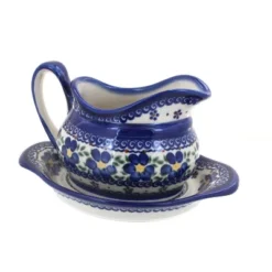 Blue Rose Polish Pottery 128-129 Vena Gravy Boat & Plate -Blue Rose Pottery Store GUEST 40af21c3 9e1c 4532 bf2f c8e73ff86463