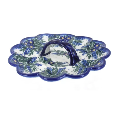 Blue Rose Polish Pottery 19B WR Unikat Egg Plate 3 Blue Rose Polish Pottery 19B WR Unikat Egg Plate