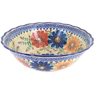 Blue Rose Polish Pottery 204 Vena Large Serving Bowl 6 Blue Rose Polish Pottery 204 Vena Large Serving Bowl - Image 4