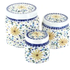Blue Rose Polish Pottery 1300 WR Unikat 3 Piece Canister Set -Blue Rose Pottery Store GUEST 42991bc2 4099 4c0b bf38 01f4e32902bf