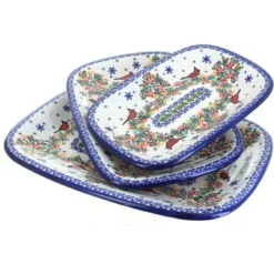 Blue Rose Polish Pottery 6200 Vena 3 Piece Rectangular Serving Set -Blue Rose Pottery Store GUEST 439d23b9 d67b 42f8 82b6 ce8db0078f60
