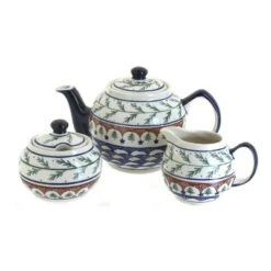 Blue Rose Polish Pottery 5960 Zaklady 3 PC Tea Set -Blue Rose Pottery Store GUEST 4486fcea aafb 4de1 bf35 d3d64f557376