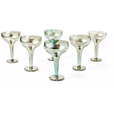 Blue Rose Polish Pottery 19-3357 Champagne Coupe Glass Set 6 Blue Rose Polish Pottery 19-3357 Champagne Coupe Glass Set - Image 4