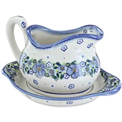 Blue Rose Polish Pottery WS03 Galia Gravy Boat And Plate -Blue Rose Pottery Store GUEST 4961afce e239 4d99 b441 0a7e56b7bbab