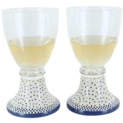 Blue Rose Polish Pottery Manufaktura 2pc Wine Glass Set -Blue Rose Pottery Store GUEST 4ac32e1d f679 46a5 ab8a f51c2a366ac9