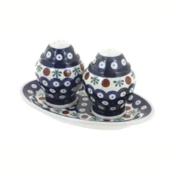 Blue Rose Polish Pottery 1282 Zaklady Salt & Pepper Shakers With Plate -Blue Rose Pottery Store GUEST 4bfdb965 f849 4f9f b973 398d3e43d33c