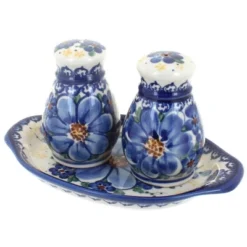 Blue Rose Polish Pottery 42 Vena Salt & Pepper Shakers With Tray -Blue Rose Pottery Store GUEST 4c811cdc c32e 48fd 92e9 12a51521152c
