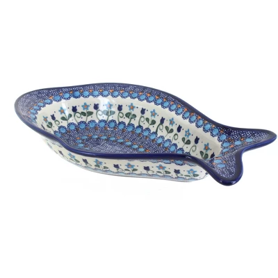 Blue Rose Polish Pottery 451 Vena Deep Fish Dish 4 Blue Rose Polish Pottery 451 Vena Deep Fish Dish - Image 2