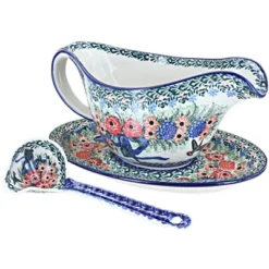Blue Rose Polish Pottery 239-561 Ceramika Artystyczna Gravy Boat With Ladle -Blue Rose Pottery Store GUEST 532ff34e 6c53 4cfb b5d1 5481ba691ca0