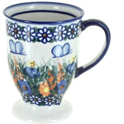 Blue Rose Polish Pottery 14C WR Unikat Pedestal Mug -Blue Rose Pottery Store GUEST 54c8278d e075 449c 9009 135689112c25