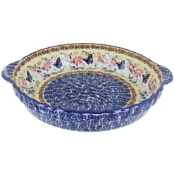 Blue Rose Polish Pottery Z148 Manufaktura Pie Plate With Handles