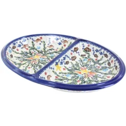 Blue Rose Polish Pottery 203 Vena Divided Dish