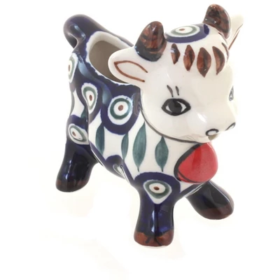 Blue Rose Polish Pottery 1885 Zaklady Cow Creamer 4 Blue Rose Polish Pottery 1885 Zaklady Cow Creamer - Image 2