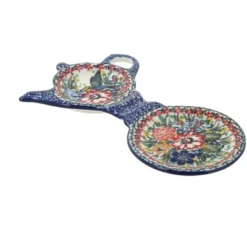 Blue Rose Polish Pottery 764 Ceramika Artystyczna Tea Bag Holder And Saucer -Blue Rose Pottery Store GUEST 57652956 5ae9 41e7 98be e7951267c276
