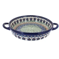 Blue Rose Polish Pottery 152 Vena Small Round Baker With Handles -Blue Rose Pottery Store GUEST 58007233 7b89 4b7c b243 b9a9562f50ae