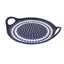 Blue Rose Polish Pottery 1333 Zaklady Round Serving Tray With Handles -Blue Rose Pottery Store GUEST 58b5ea64 e8b1 469f a32e 00c71b3b4516