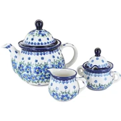 Blue Rose Polish Pottery 1700 Zaklady 3 Piece Tea Set -Blue Rose Pottery Store GUEST 596cdab5 9369 4ab5 a37f 618705d4c111