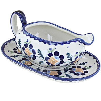 Blue Rose Polish Pottery S119 Manufaktura Gravy Boat & Plate 17 Blue Rose Polish Pottery S119 Manufaktura Gravy Boat & Plate - Image 15