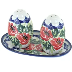 Blue Rose Polish Pottery 2D WR Unikat Salt & Pepper Shakers