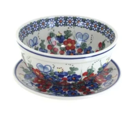 Blue Rose Polish Pottery 454-195 Vena Berry Bowl With Saucer -Blue Rose Pottery Store GUEST 5be64704 3dfb 4b96 a5fa 357b2480ba92
