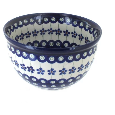 Blue Rose Polish Pottery 984 Zaklady Small Mixing Bowl 5 Blue Rose Polish Pottery 984 Zaklady Small Mixing Bowl - Image 3