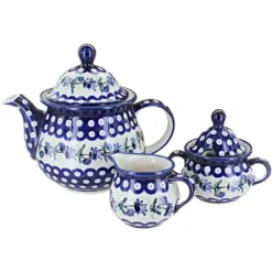 Blue Rose Polish Pottery 1700 Zaklady 3 Piece Tea Set -Blue Rose Pottery Store GUEST 5c49540a ee06 4ae5 8a7e dd8bdf48506b