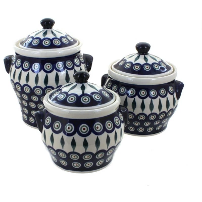 Blue Rose Polish Pottery 1300 Zaklady Canister Set 8 Blue Rose Polish Pottery 1300 Zaklady Canister Set - Image 6