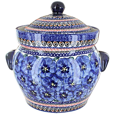 Blue Rose Polish Pottery Blue Art Large Canister 3 Blue Rose Polish Pottery Blue Art Large Canister