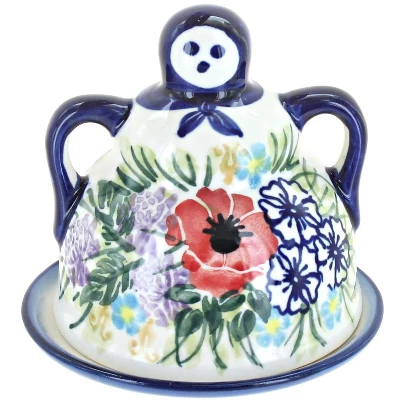 Blue Rose Polish Pottery 33A WR Unikat Small Cheese Lady 4 Blue Rose Polish Pottery 33A WR Unikat Small Cheese Lady - Image 2