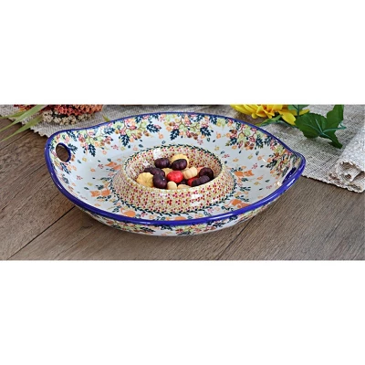 Blue Rose Polish Pottery Forest Friends Chip & Dip Plate 4 Blue Rose Polish Pottery Forest Friends Chip & Dip Plate - Image 2