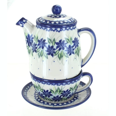 Blue Rose Polish Pottery 380 Vena Tea For One 13 Blue Rose Polish Pottery 380 Vena Tea For One - Image 11