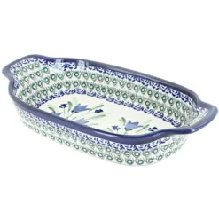 Blue Rose Polish Pottery 1281 Zaklady Rectangular Serving Dish
