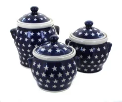 Blue Rose Polish Pottery 1300 Zaklady Canister Set