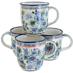 Blue Rose Polish Pottery 1800 Zaklady 4PC Mug Set