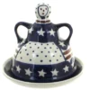Blue Rose Polish Pottery 1124 Zaklady Small Cheese Lady
