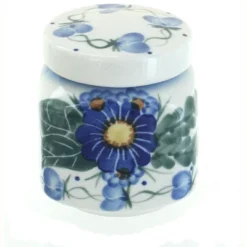 Blue Rose Polish Pottery Forget Me Not Small Canister