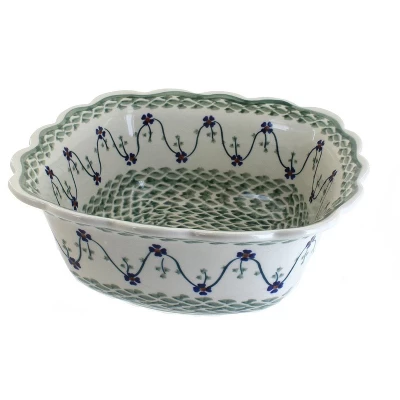 Blue Rose Polish Pottery M073 Manufaktura Large Square Serving Dish 4 Blue Rose Polish Pottery M073 Manufaktura Large Square Serving Dish - Image 2