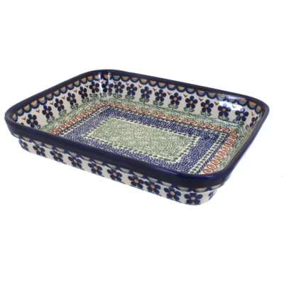 Blue Rose Polish Pottery 149 Vena Small Rectangular Baker 4 Blue Rose Polish Pottery 149 Vena Small Rectangular Baker - Image 2