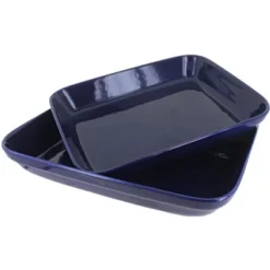 Blue Rose Polish Pottery 3700 Zaklady Rectangular Baker Set