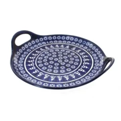 Blue Rose Polish Pottery 1333 Zaklady Round Serving Tray With Handles -Blue Rose Pottery Store GUEST 6b9cfec4 a706 47b0 bfe7 08c85c2e126b
