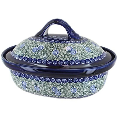 Blue Rose Polish Pottery 1158 Zaklady Roaster With Lid 10 Blue Rose Polish Pottery 1158 Zaklady Roaster With Lid - Image 8