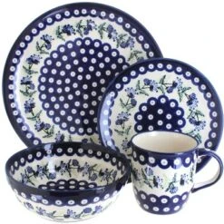 Blue Rose Polish Pottery Zaklady Dinnerware (4 PC) -Blue Rose Pottery Store GUEST 6dce25d0 a7b2 4a5e a367 3575ddc987a6