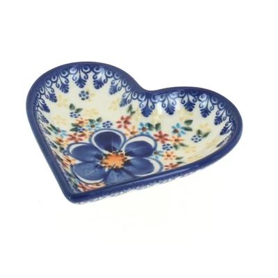 Blue Rose Polish Pottery 392 Vena Heart Dish 6 Blue Rose Polish Pottery 392 Vena Heart Dish - Image 4