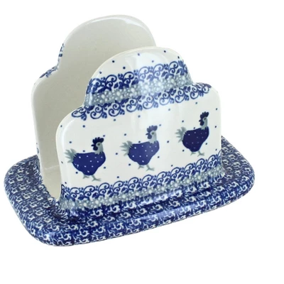 Blue Rose Polish Pottery 487 Ceramika Artystyczna Napkin Holder 6 Blue Rose Polish Pottery 487 Ceramika Artystyczna Napkin Holder - Image 4