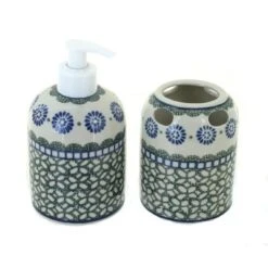 Blue Rose Polish Pottery 573 Ceramika Artystyczna Soap Dispenser & Toothbrush Holder -Blue Rose Pottery Store GUEST 6fddb36d b95a 491d 8b4c bb0b8201a7e1
