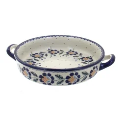 Blue Rose Polish Pottery Z140 Manufaktura Small Round Baker With Handles -Blue Rose Pottery Store GUEST 708276c8 e483 4983 b24f d5d7ad3b6f33